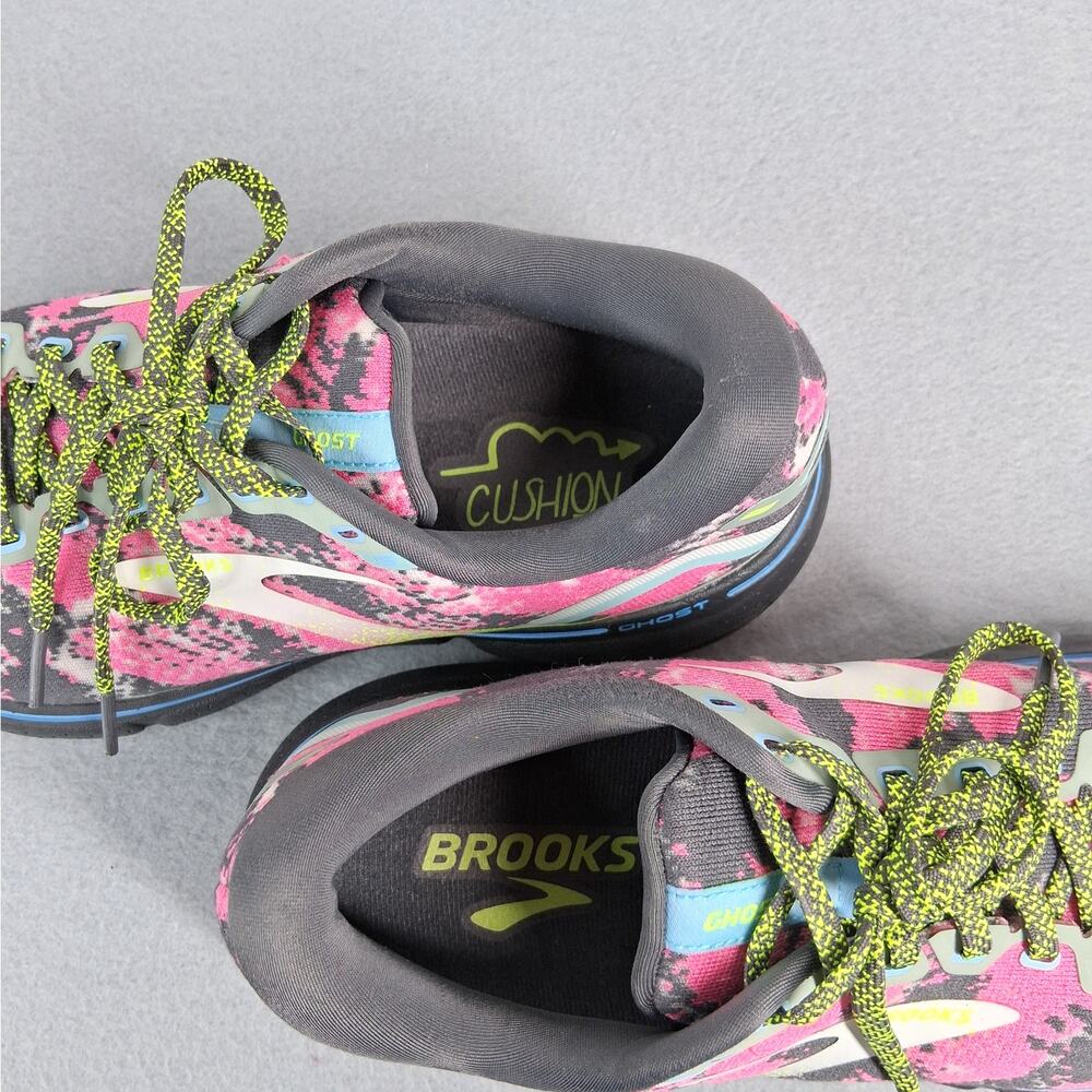 Brooks Ghost 15 Drip Edition Running Shoes Women's Size 9 Pink Black Splatter - Picture 7 of 11